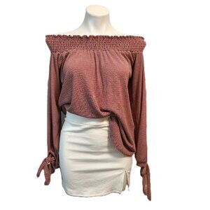 ❤️ 4/$20 Adora off-the-shoulder top Women's medium red white stripes shirring